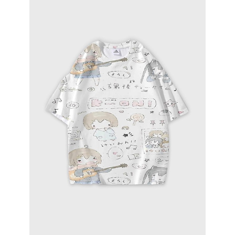 T-shirt round neck Anime Role Pattern loose short sleeve D1354