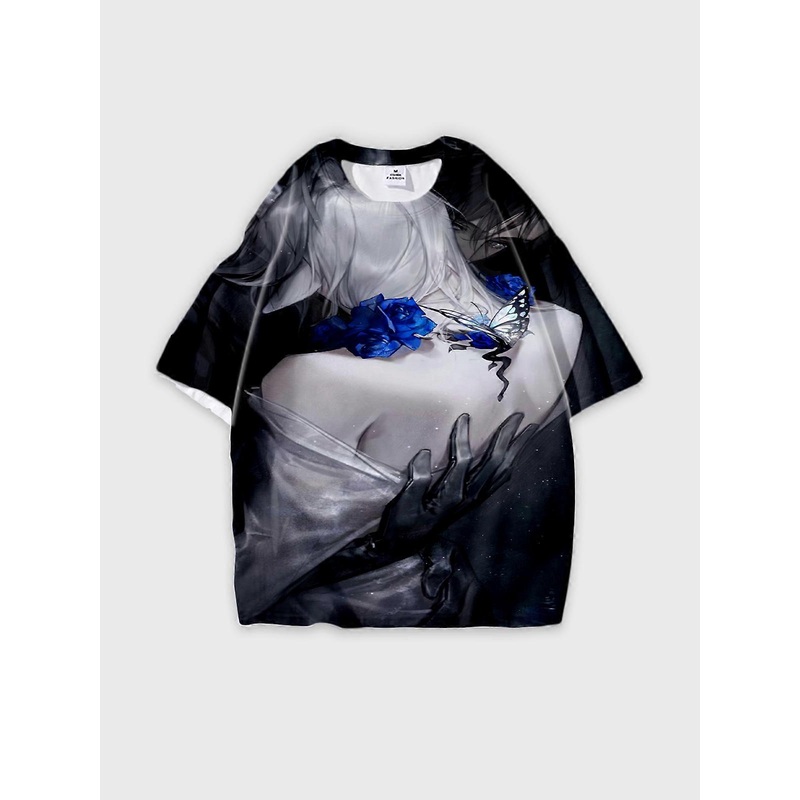 T-Shirt Round Neck, Loose Short Sleeve Pattern Graphic Tee, Unisex Summer Casual Top U1681