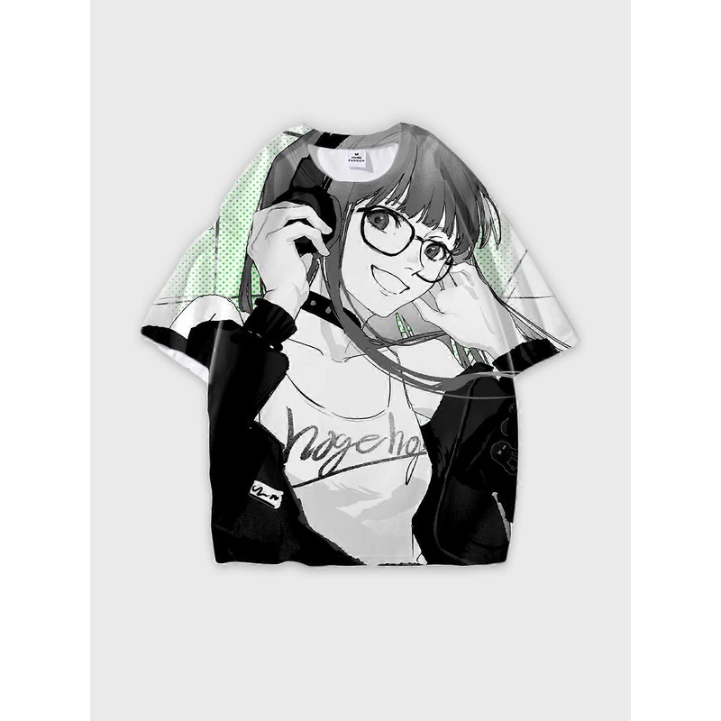 T-Shirt Round Neck, Loose Short Sleeve PERSONA Graphic Tee, Unisex Summer Casual Top V1080