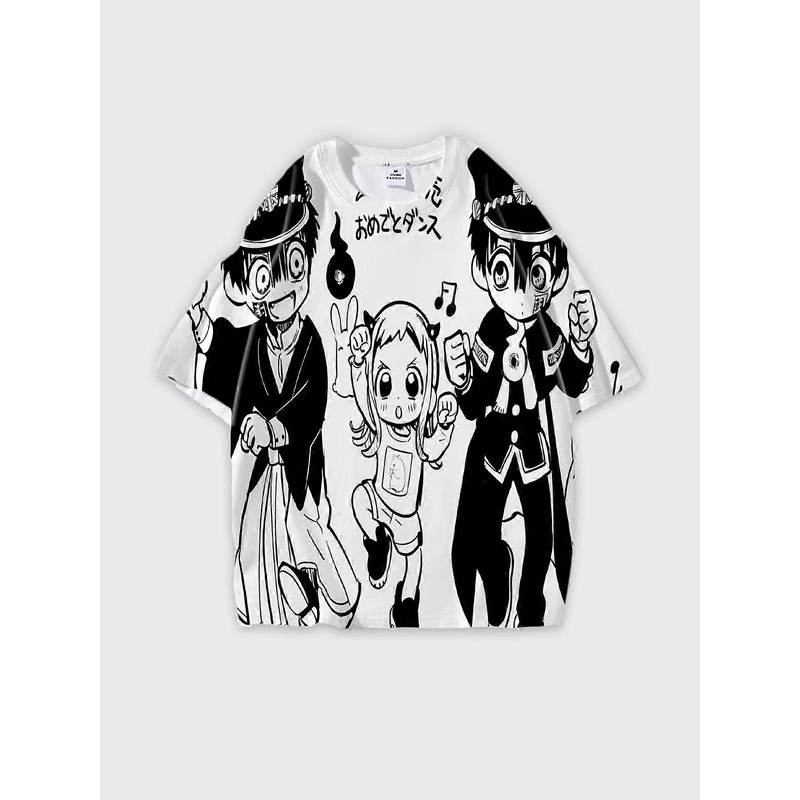 T-Shirt Round Neck, Loose Short Sleeve Toilet-bound Hanako-kun Graphic Tee, Unisex Summer Casual Top W1320