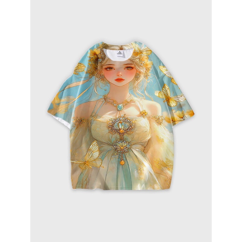 T-Shirt Short Sleeve Round Neck, Summer Casual Loose Graphic Tee, Unisex Pattern V2282