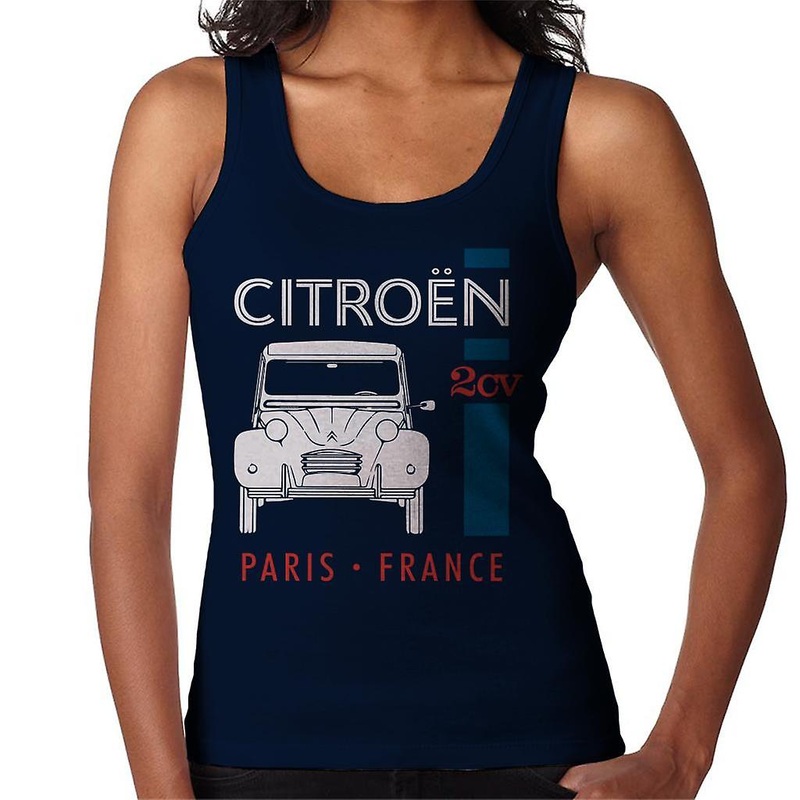Citroen White 2CV Paris France Single Stripe Women's Vest