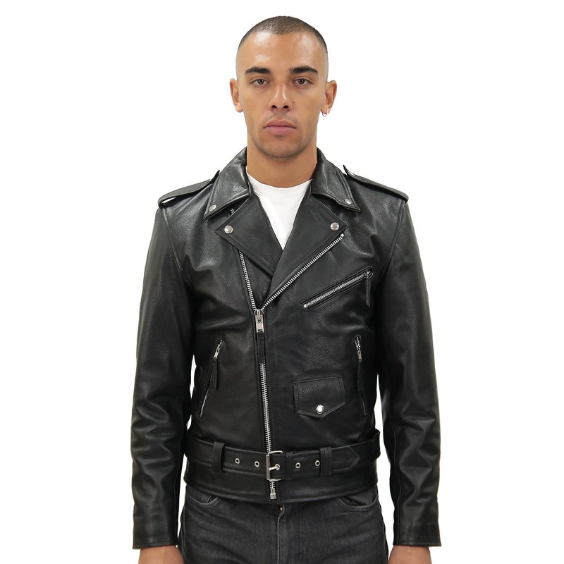 Mens FRINGE Hide Leather Brando TASSELED Motorcycle Biker Jacket