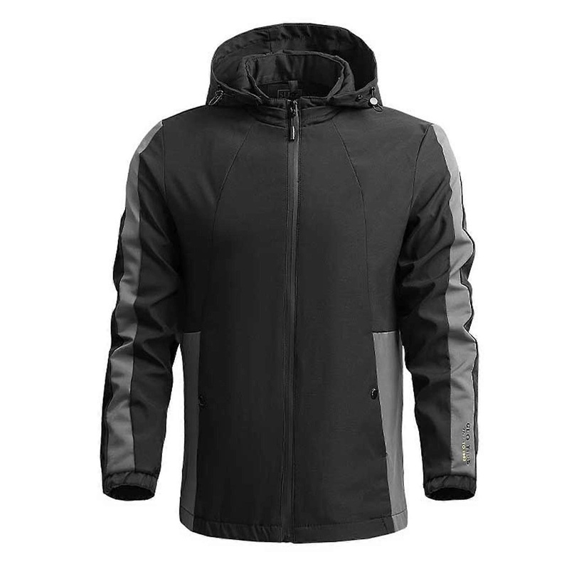 Men's Black Breathable 3-in-1 Softshell Jacket with Hood, Lightweight Quilted Vest, Winter Parka, Size L