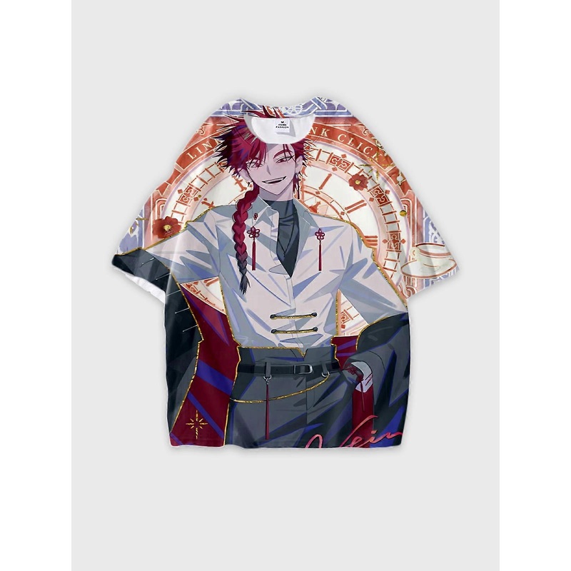 T-Shirt Round Neck, Loose Short Sleeve Link Click Graphic Tee, Unisex Summer Casual Top W627