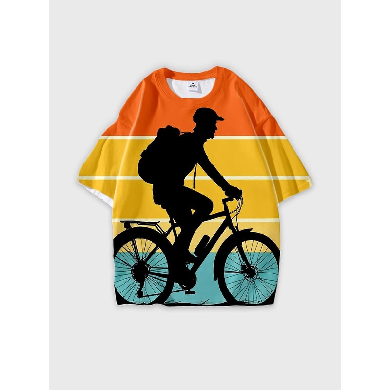 T-Shirt Short Sleeve Round Neck, Summer Casual Loose Graphic Tee, Unisex Pattern V3059