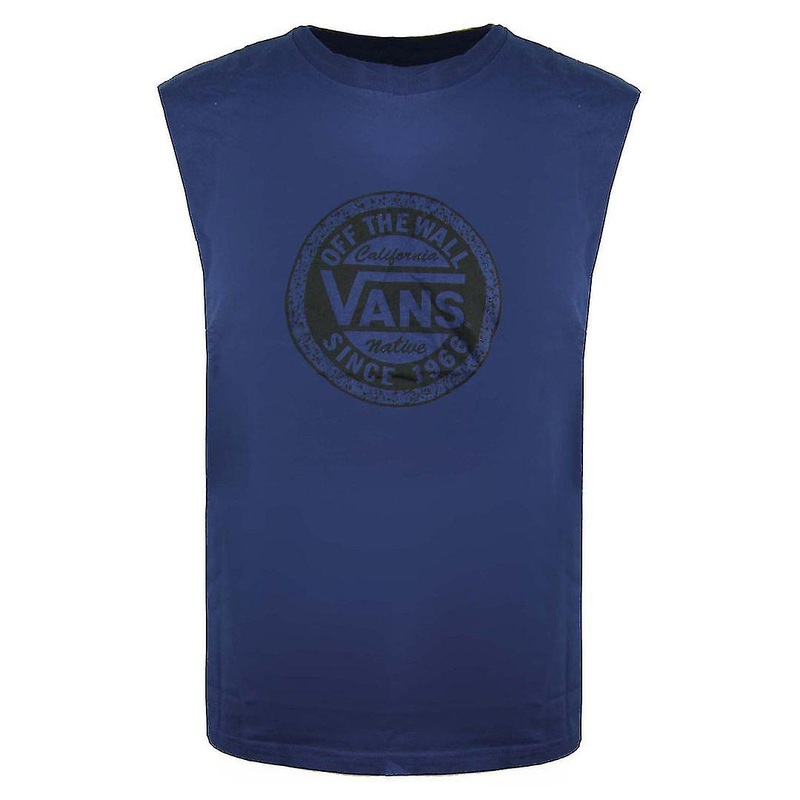 Vans Off The Wall Crew Neck Sleeveless Navy Blue Mens Vest V1YEFWC