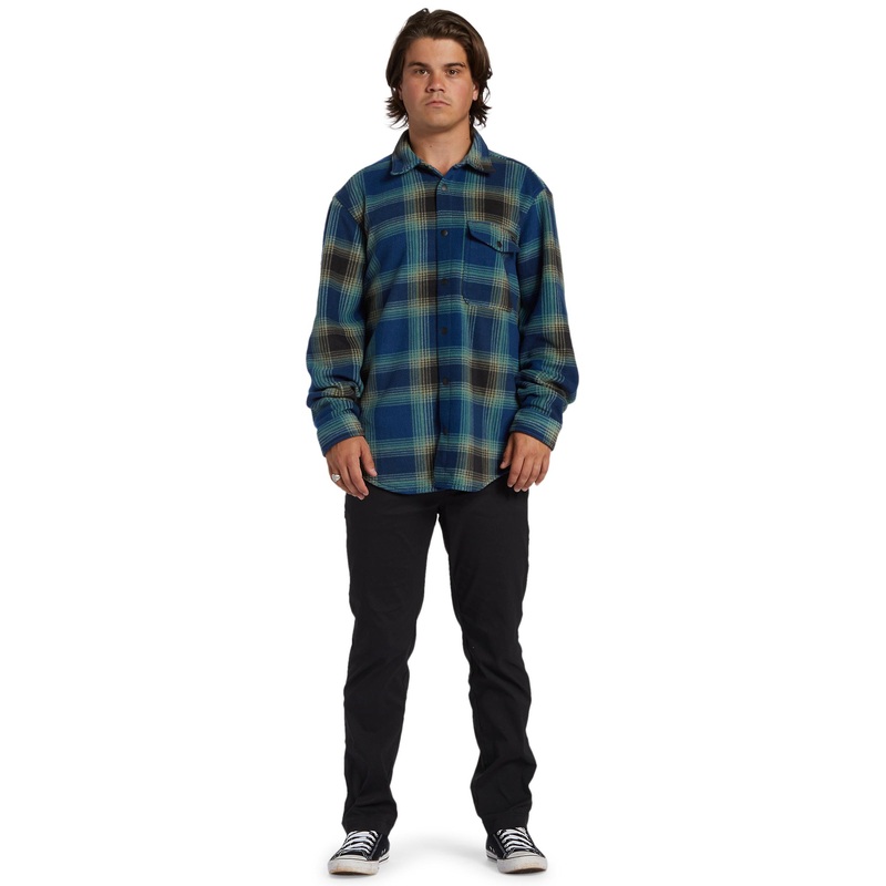 Billabong Mens Furnace Flannel Check Lumberjack Overshirt - Dark Blue