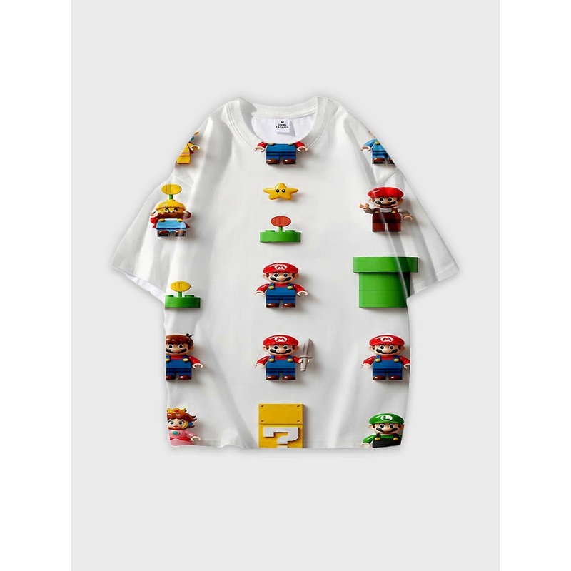 T-Shirt Round Neck Pattern Loose Short Sleeve D2249 Patterned Tee For Casual Wear