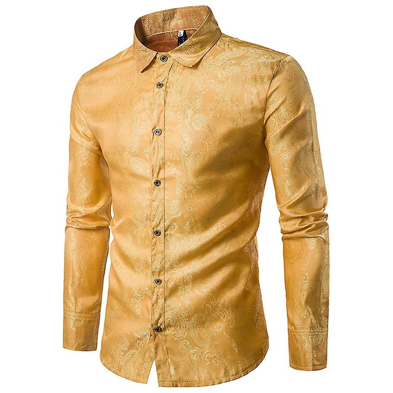 Cloudstyle Men's Causal Embroidered Pattern  Long Sleeve Shirt