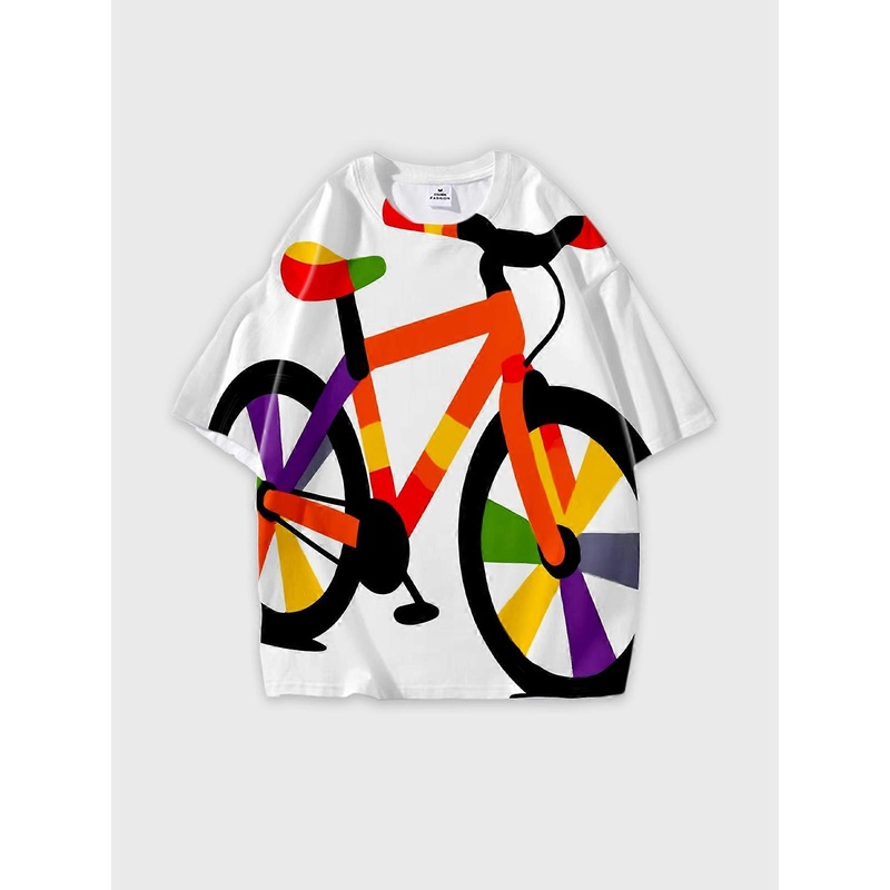 T-Shirt Round Neck, Loose Short Sleeve Pattern Graphic Tee, Unisex Summer Casual Top W2726