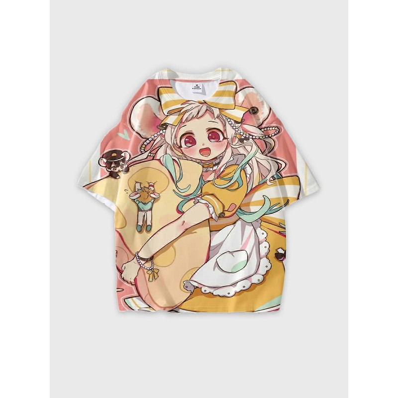 T-Shirt Round Neck, Loose Short Sleeve Toilet-bound Hanako-kun Graphic Tee, Unisex Summer Casual Top W3283