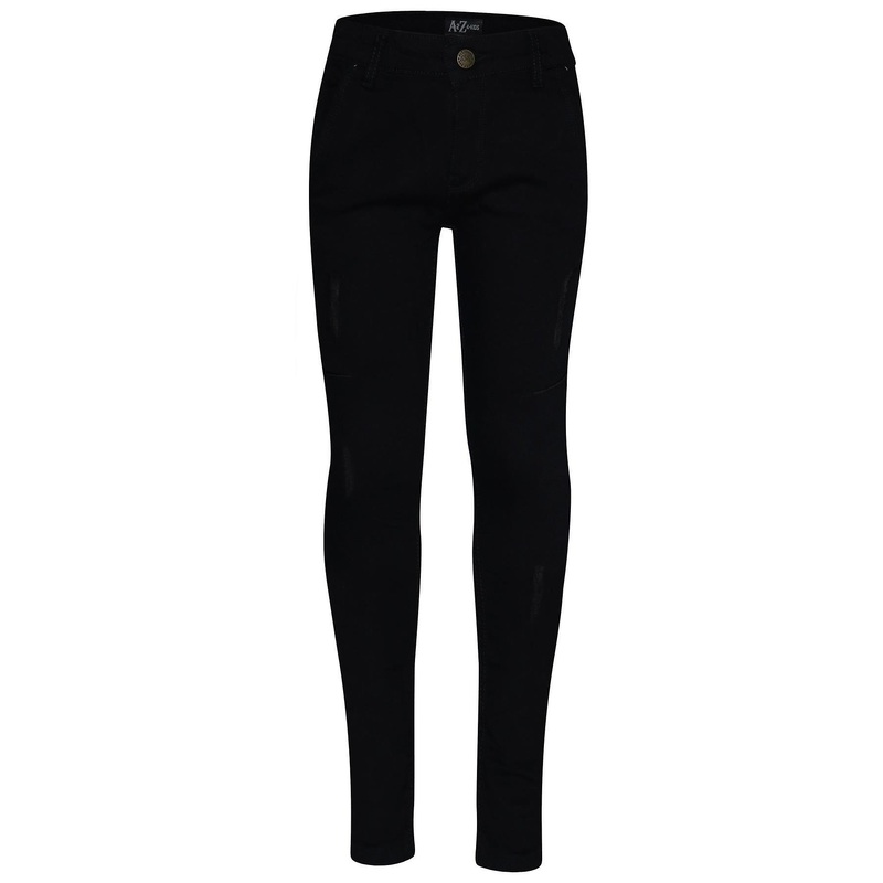 Boys Denim Ripped Stretchy Biker Black Pants