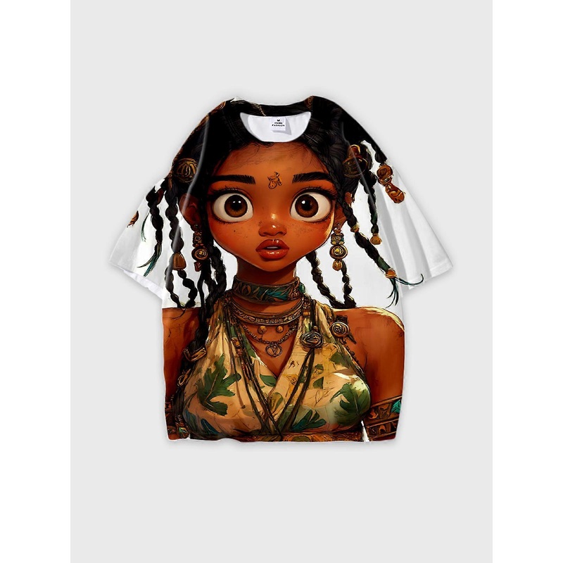 T-Shirt Short Sleeve Round Neck, Summer Casual Loose Graphic Tee, Unisex Pattern W1682