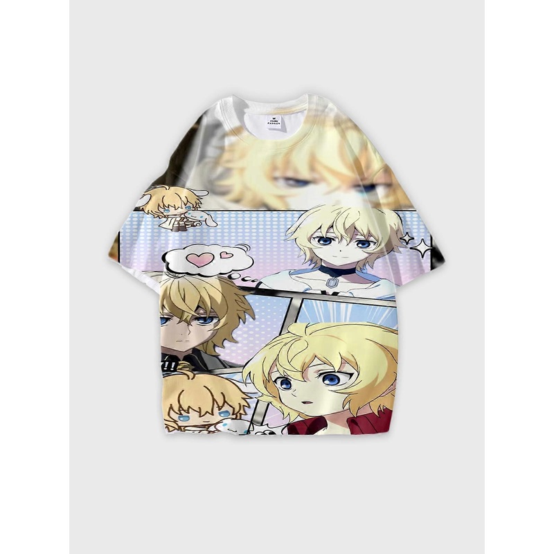 T-Shirt Short Sleeve Round Neck, Summer Casual Loose Graphic Tee, Unisex Seraph of the end Mikaela Hyakuya U809
