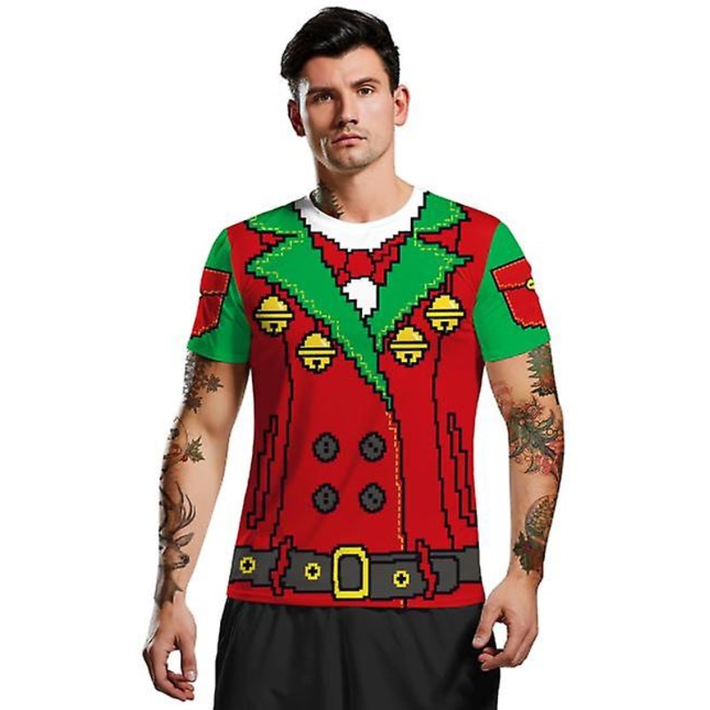 2022 New Outlet  Men's Christmas Collection Cartoon 3d Printing Short Sleeve Tops