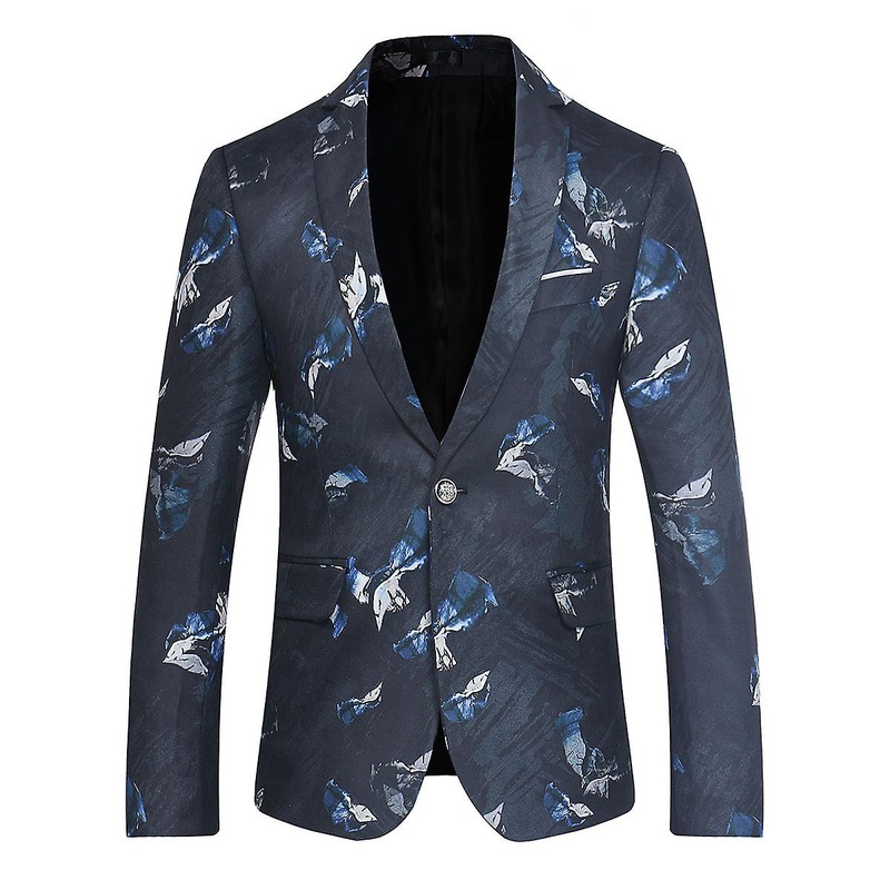 Cloudstyle Men's Casual 1 Button Printed Lapel Dress Blazer