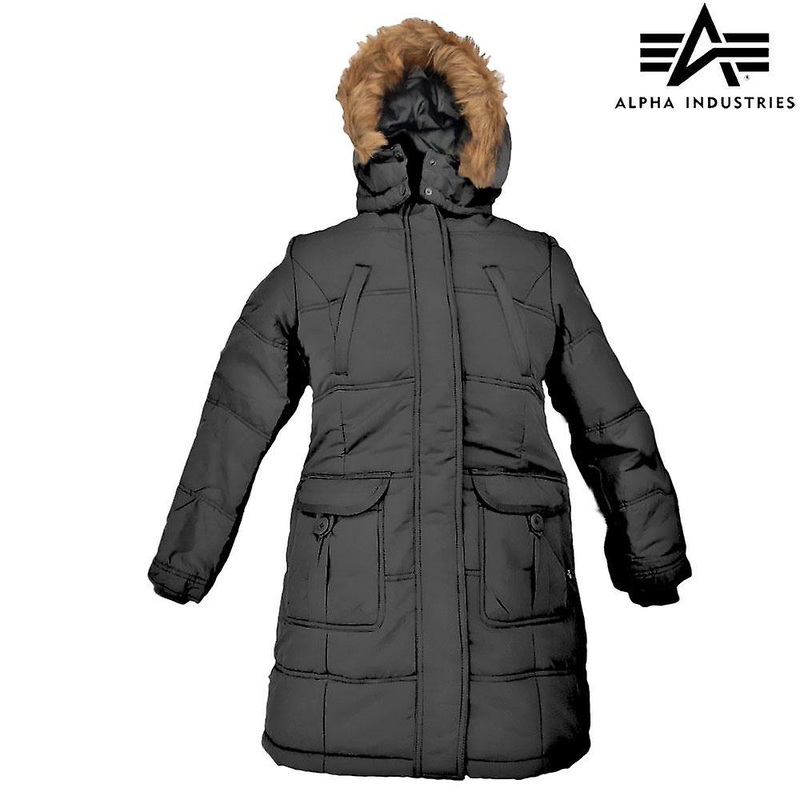 Alpha Industries Jacket Womens Madison Parka Padded Insulated Coat [Black, XL]