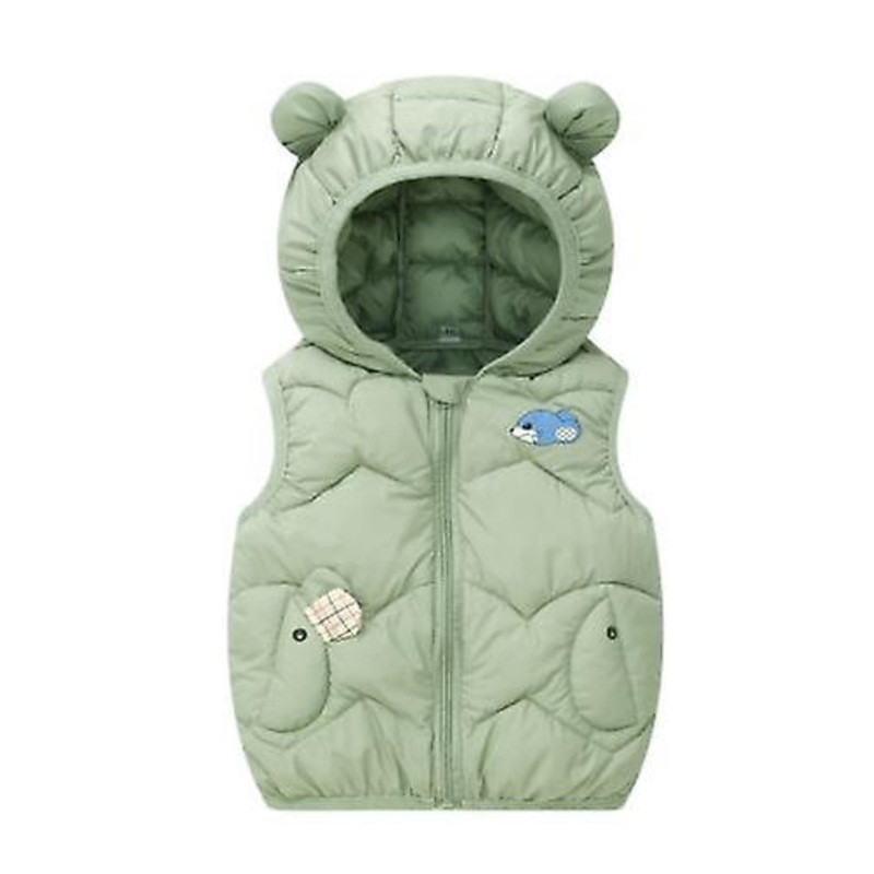2023 Autumn And Winter New Arrival Children's Clothing Boys And Girls Hooded Down Vest Boys And Girls Cartoon Zipper Thickened Warm Vest