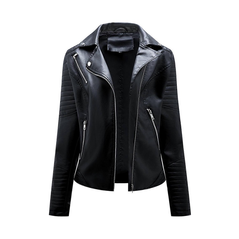 Slim Motorcycle Jacket for Women - Spring and Autumn Lightweight Leather Outerwear, Available in Multiple Colors and Sizes