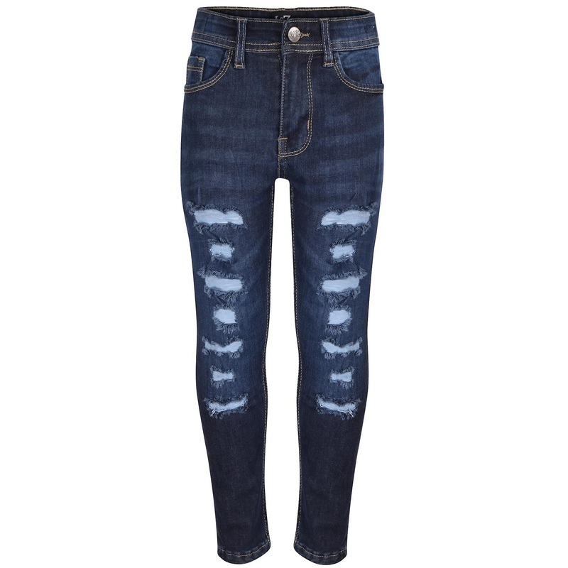 Boys Stretchy Ripped Dark Blue Denim Pants