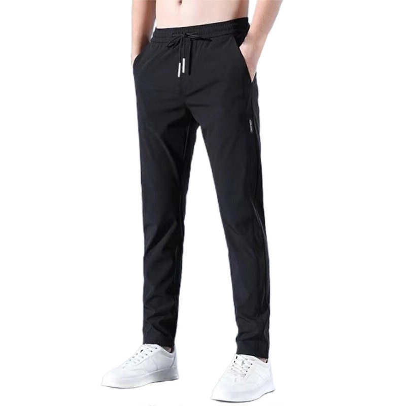 Chino Hose Herren Slim Fit Sommerhose Leichte Freizeitmode Gummizug Bundfalten Stoffhose Bk1 XL