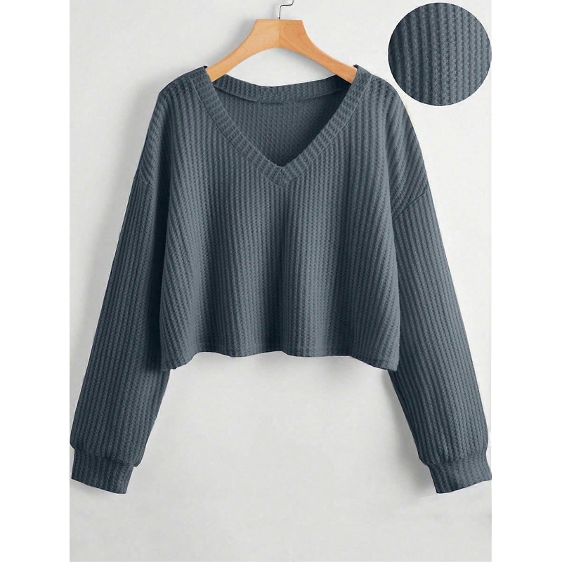 Women's Casual Versatile Solid Color Cropped T-Shirt
