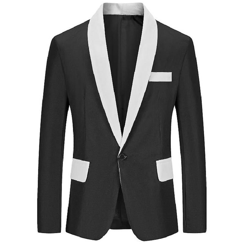 Cloudstyle Men's Colour Blocked 1 Button Dress Jacket