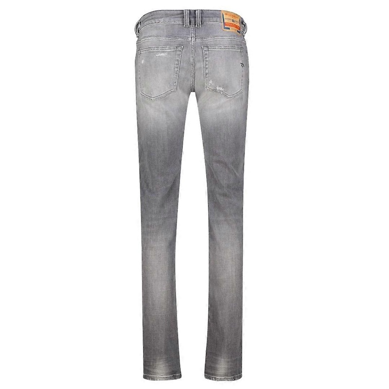 Diesel 1979 Sleenker Frayed Grey Faded Denim Jeans