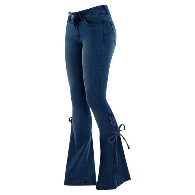 Damen Flare Jeans Vintage High Waist Bootcut Jeans in Blue, 3XL, Slim Fit Denim with Pockets for Casual Wear