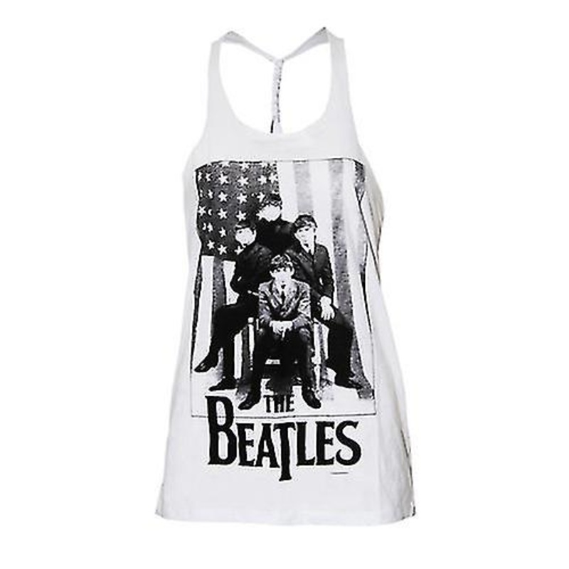 The Beatles Womens/Ladies Baby Doll Stars & Stripes Vest Top
