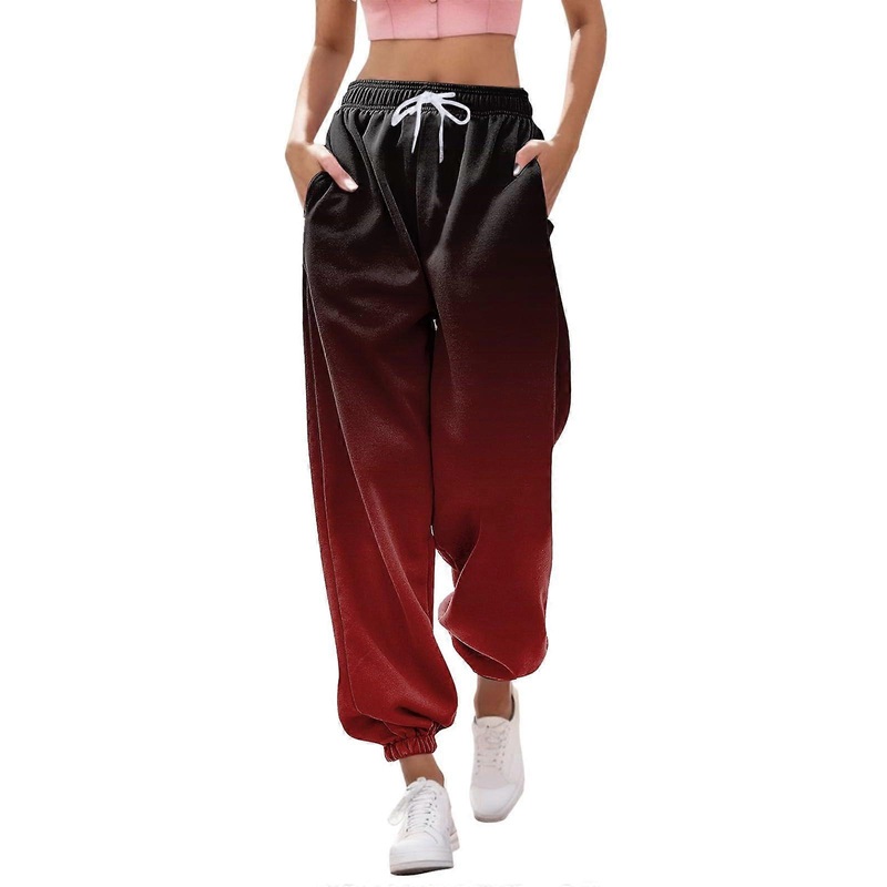 Women's Jogging Pants Casual Overalls Wide Leg Relaxed Printed  Waist XL