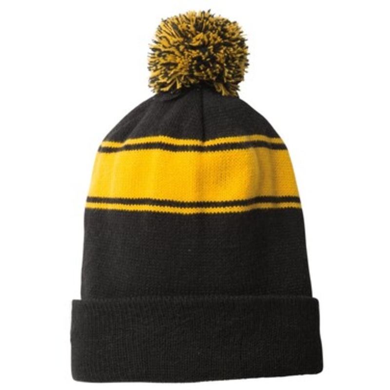 Sport-Tek STC28 Stripe Pom Pom Beanie