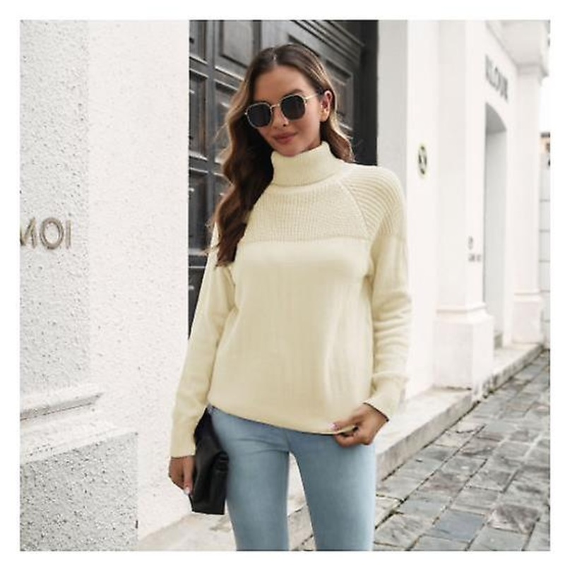 Women's Sweater Fashion Raglan Sleeve Turtleneck Sweater Women Autumn And Winter Solid Color Loose Long Sleeve Women's Knitwear