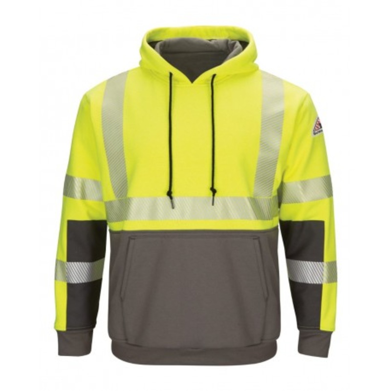 Bulwark SMB4T Hi-Visibility Color Blocked Pullover Hooded Fleece Sweatshirt - Tall Sizes | Bulwark SMB4T