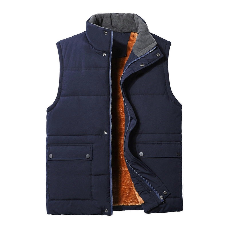 Men's Winter Gilet Jacket 3XL, Sleeveless Puffer Work Vest, Quilted Outdoor Sports Vest, Thick Down Vest in Blue