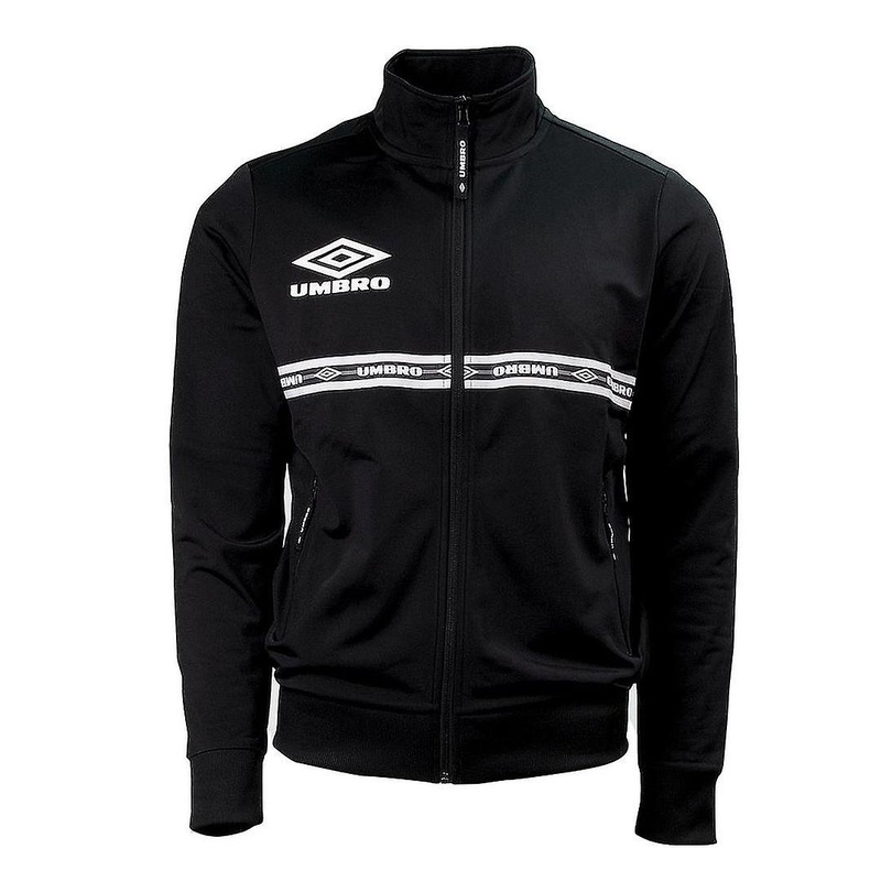Umbro Long Sleeve Zip Up Black Mens Logo Taped Track Jacket 65805U 060