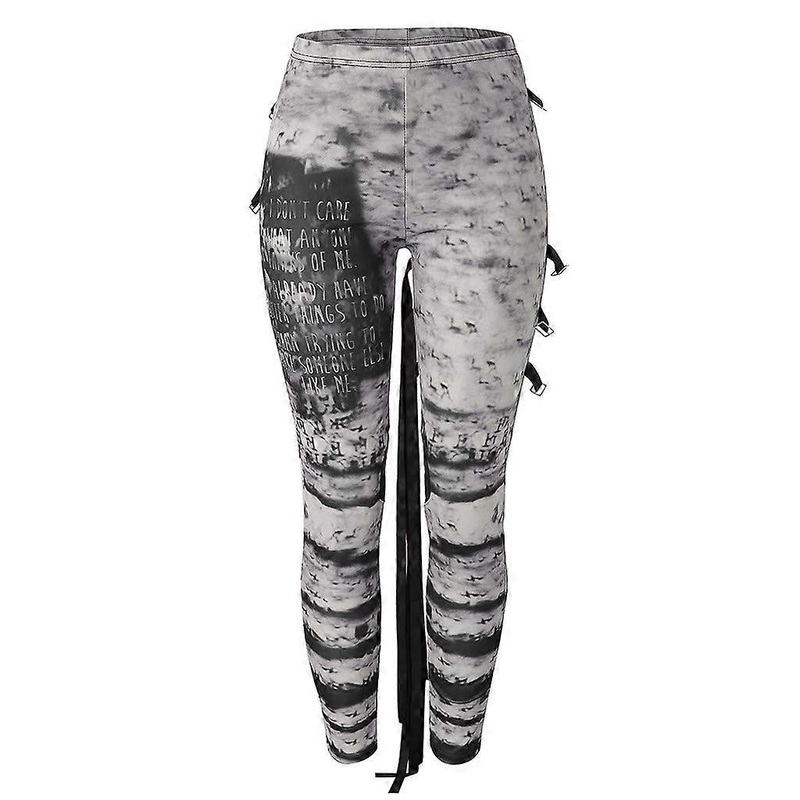 Gnrique Black Short Referee Gathered Gothic Cool Tie Pants Women Leggings Punk Distressed Pants Shorts Skirt Pajamas Grey M