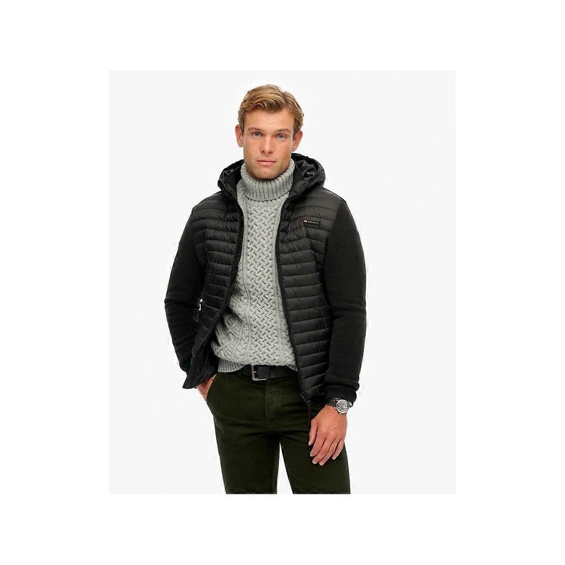 Veste Superdry Fleece Hybrid Homme Noir